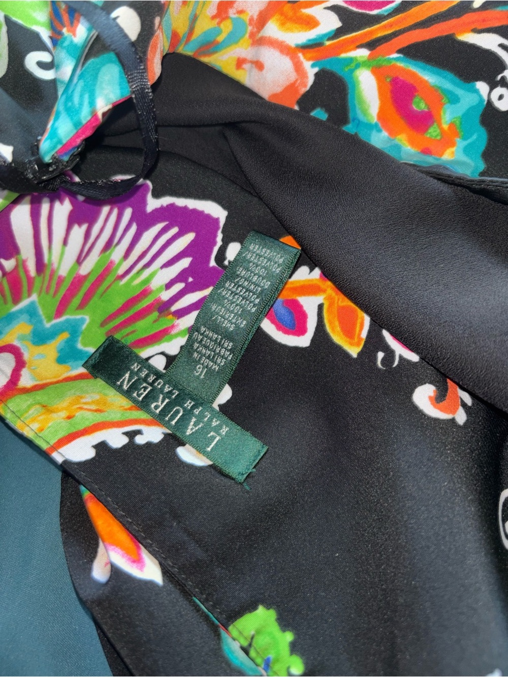 Lauren Ralph Lauren Black Multicolor Floral Print skirt size 16 - Picture 11 of 14